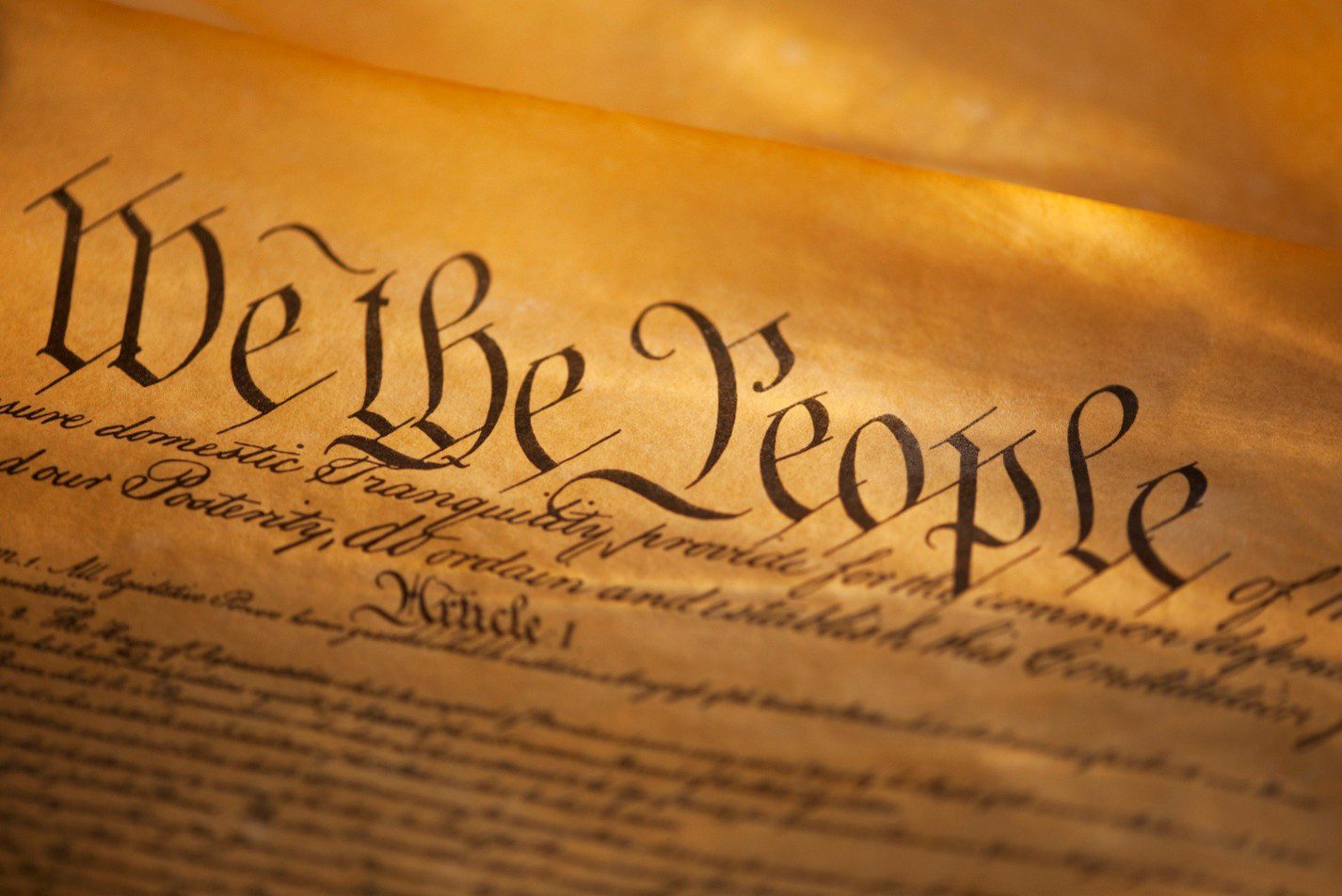 Close-up of "We the People" on U.S. Constitution